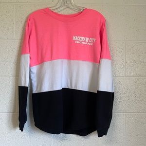 Mackinac Island crew long Sleeve Bright Pink Top